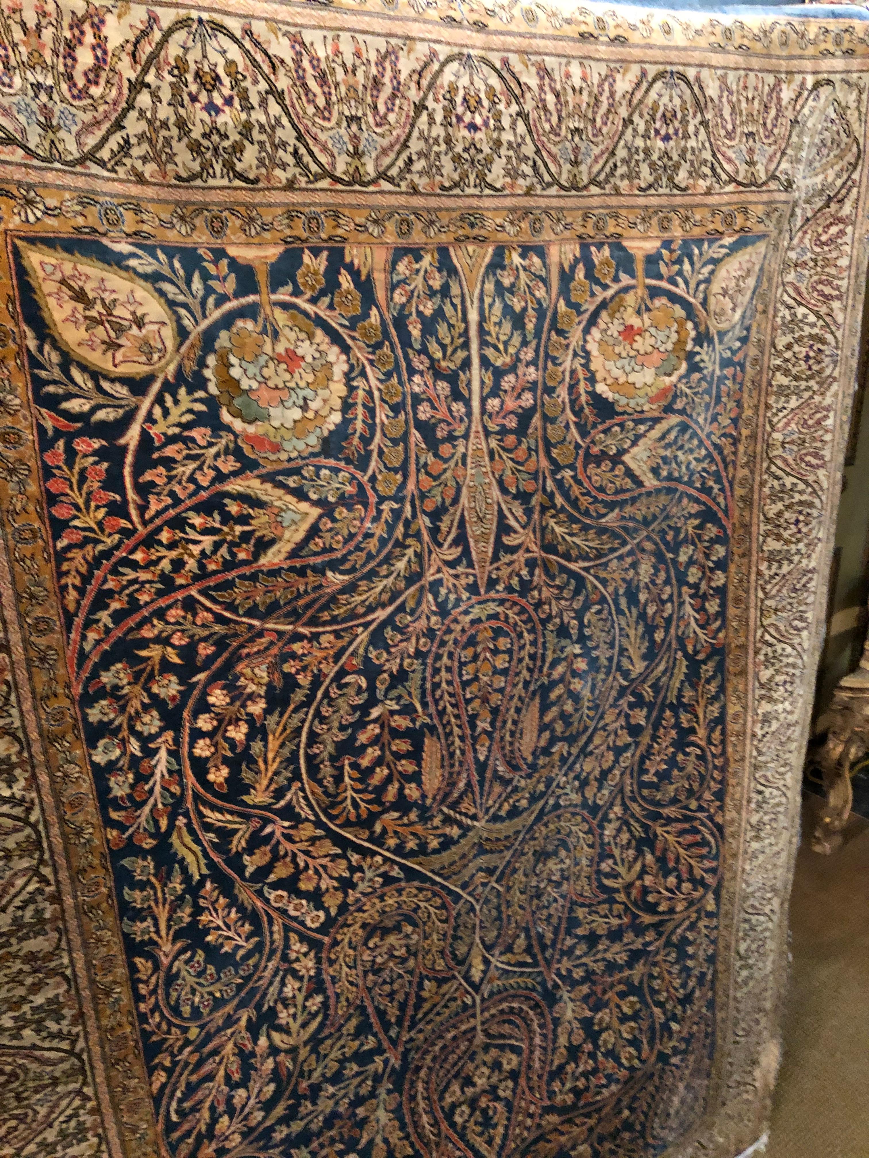 Islamic Pure Silk Carpet Region Hereke Turkey with Certificate