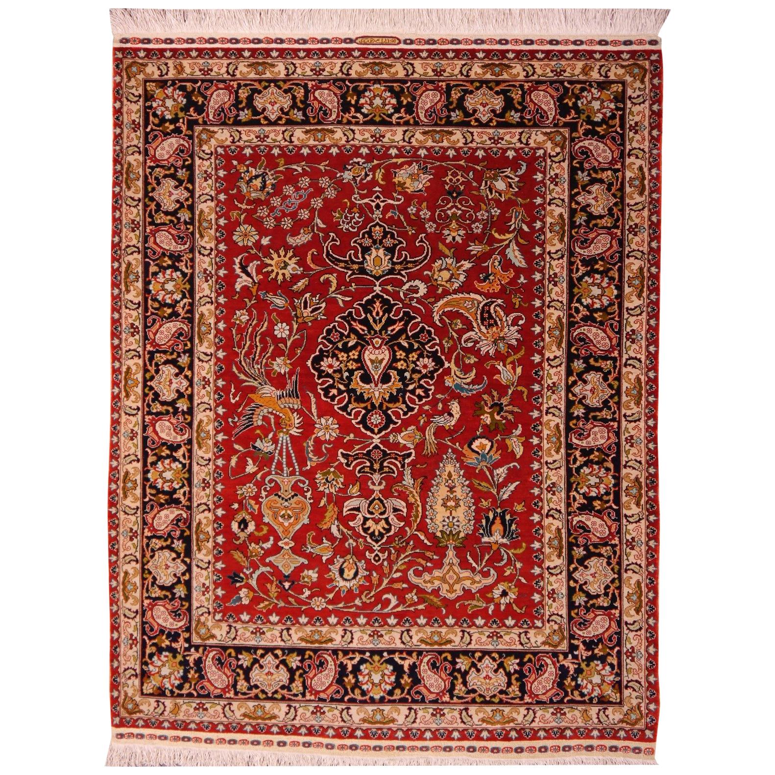 Pure Silk Hereke Ozipek Turkish Rug Signed For Sale