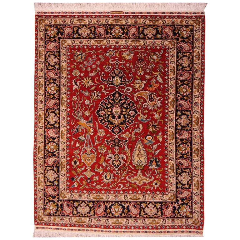 Pure Silk Hereke Ozipek Turkish Rug Signed For Sale at 1stDibs