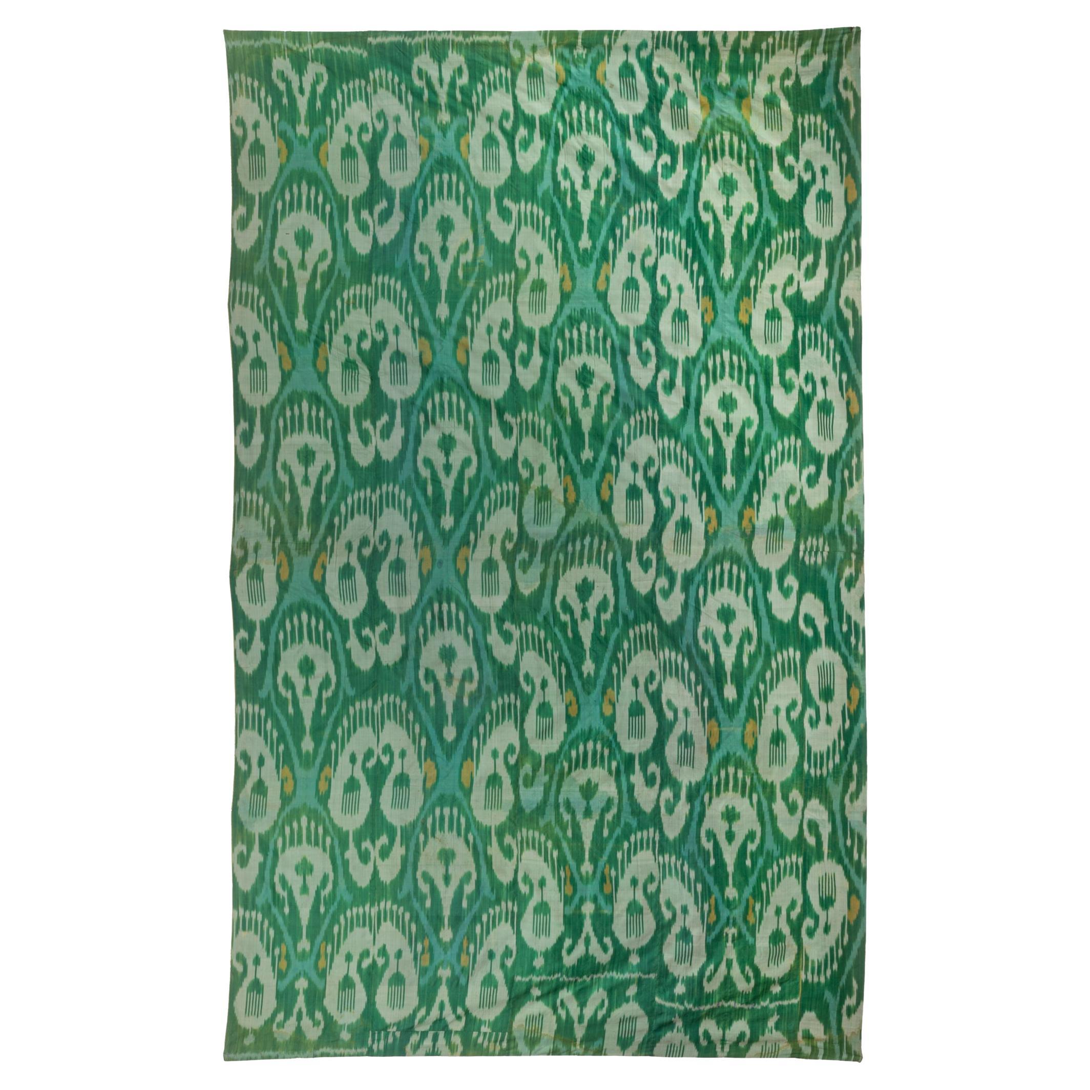 Pure Silk Ikat Panel, Early 20th Century., Uzbekistan