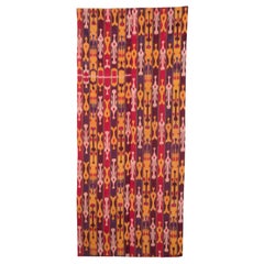 Pure Silk Ikat Panel, Uzbekistan, Early 20th C