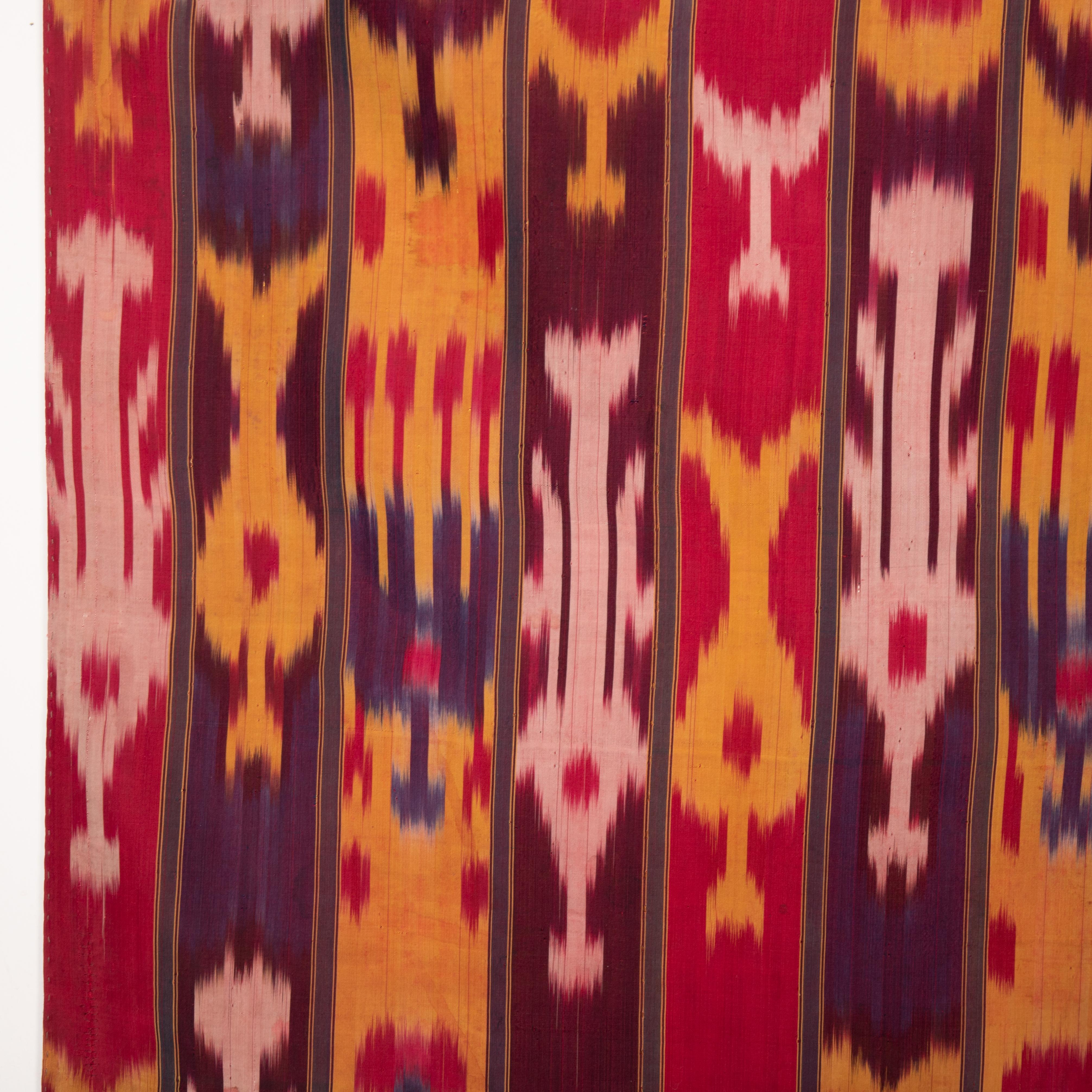 20th Century Pure Silk Ikat Panel, Uzbekistan, Early 20th C For Sale