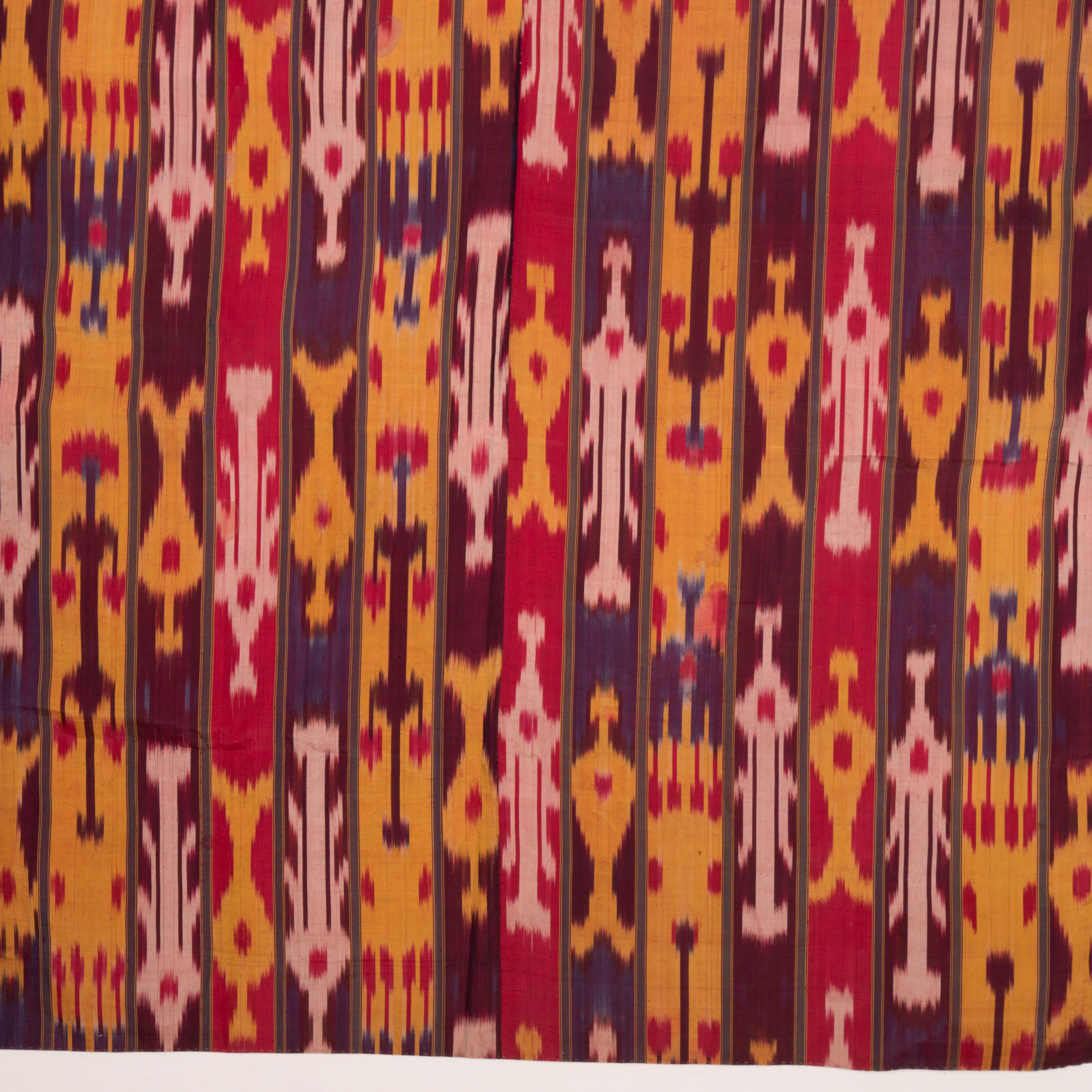 Pure Silk Ikat Panel, Uzbekistan, Early 20th C For Sale 1