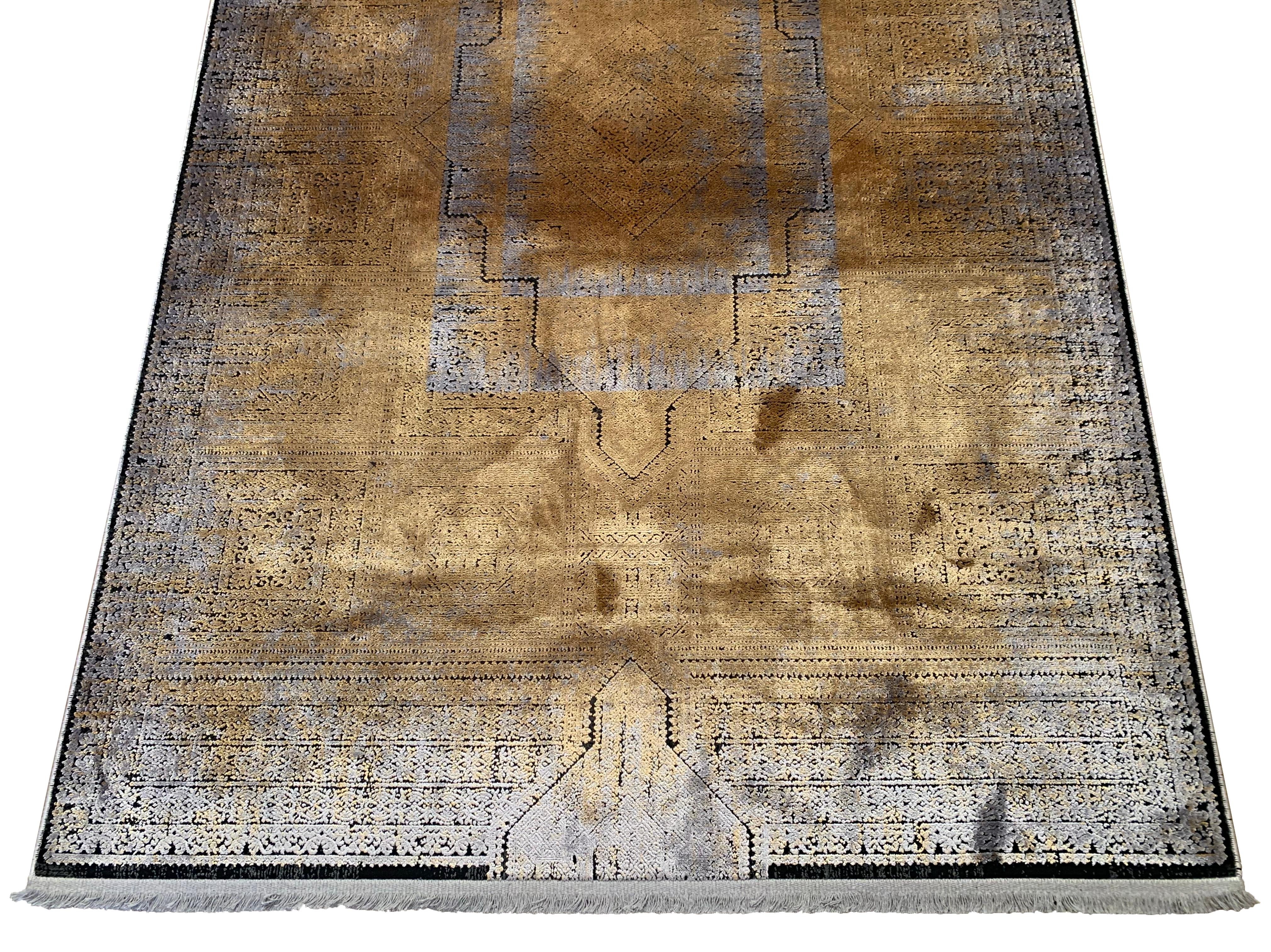 Oxidierter türkischer Teppich aus reiner Seide, 1000 KPSI (21. Jahrhundert und zeitgenössisch) im Angebot