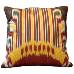 Pure Silk Pillow Cover, Handmade Carpet Decorative Pillow, Yellow Cushion Cover