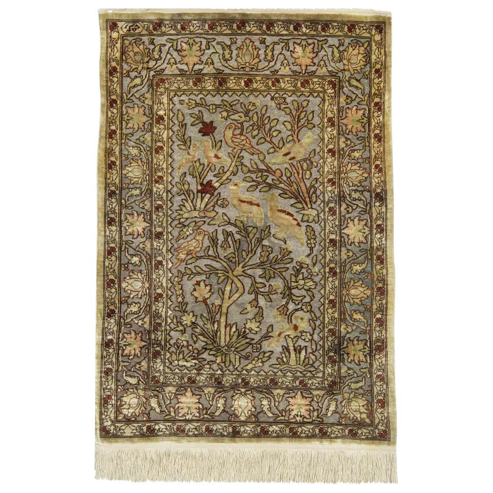 Pure Silk Hereke Ozipek Turkish Rug Signed For Sale at 1stDibs | ozipek ...