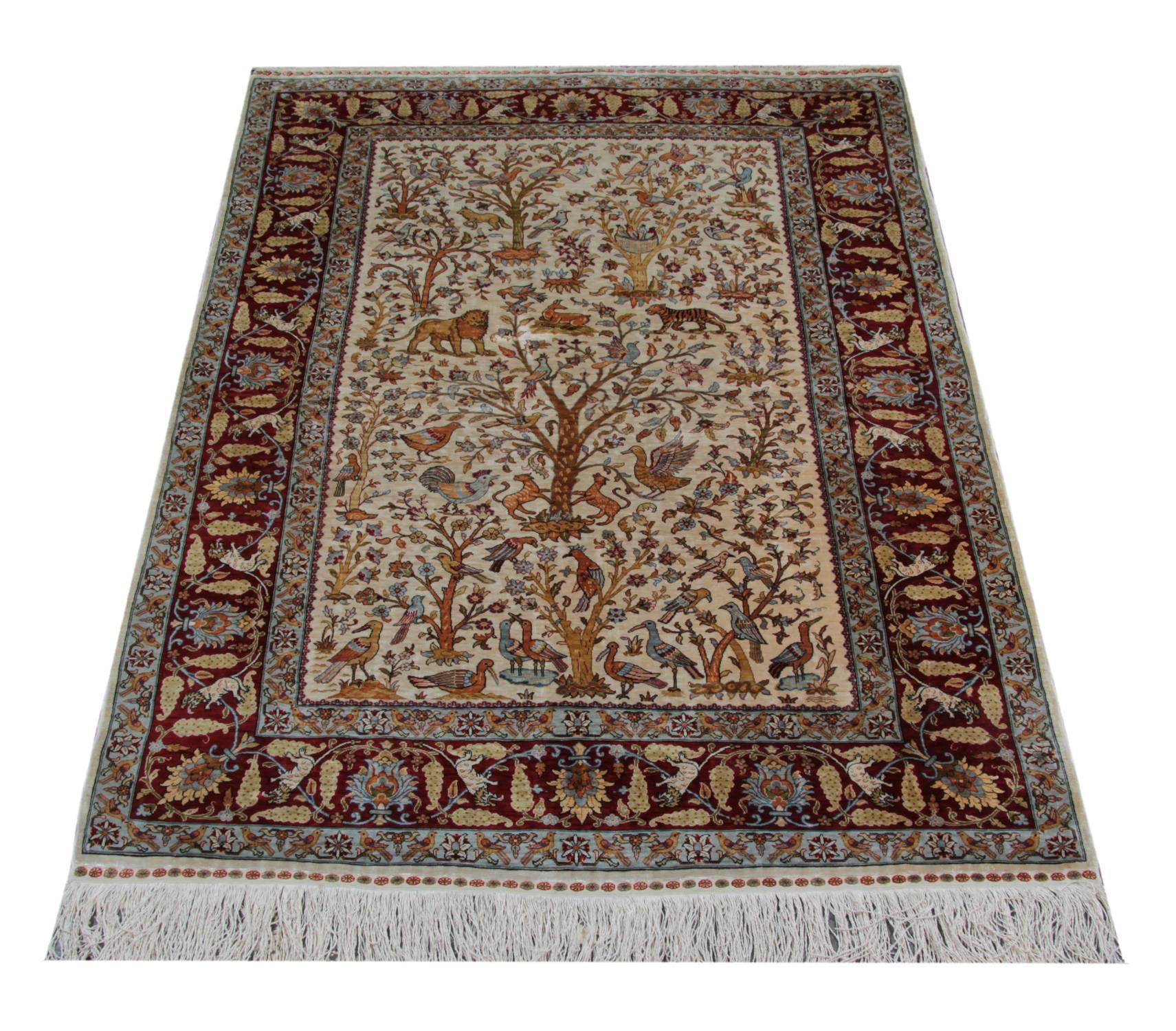 The manufacturing of these masterpieces luxury rugs began late the 19th century. This carpet was woven in Asian Anatolia, Turkey in the historic city of Hereke. The manufacturing of these masterpieces luxury rugs began early the 20th century.