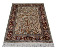 Pure Silk Rugs, Pictorial Turkish Rugs, Hereke Carpet with Signature