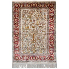 Pure Silk Rugs, Pictorial Turkish Rugs, Hereke Carpet with Signature