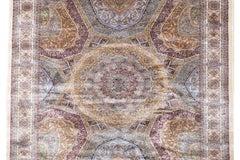 Tappeto Tabriz in pura seta trapuntato a mano