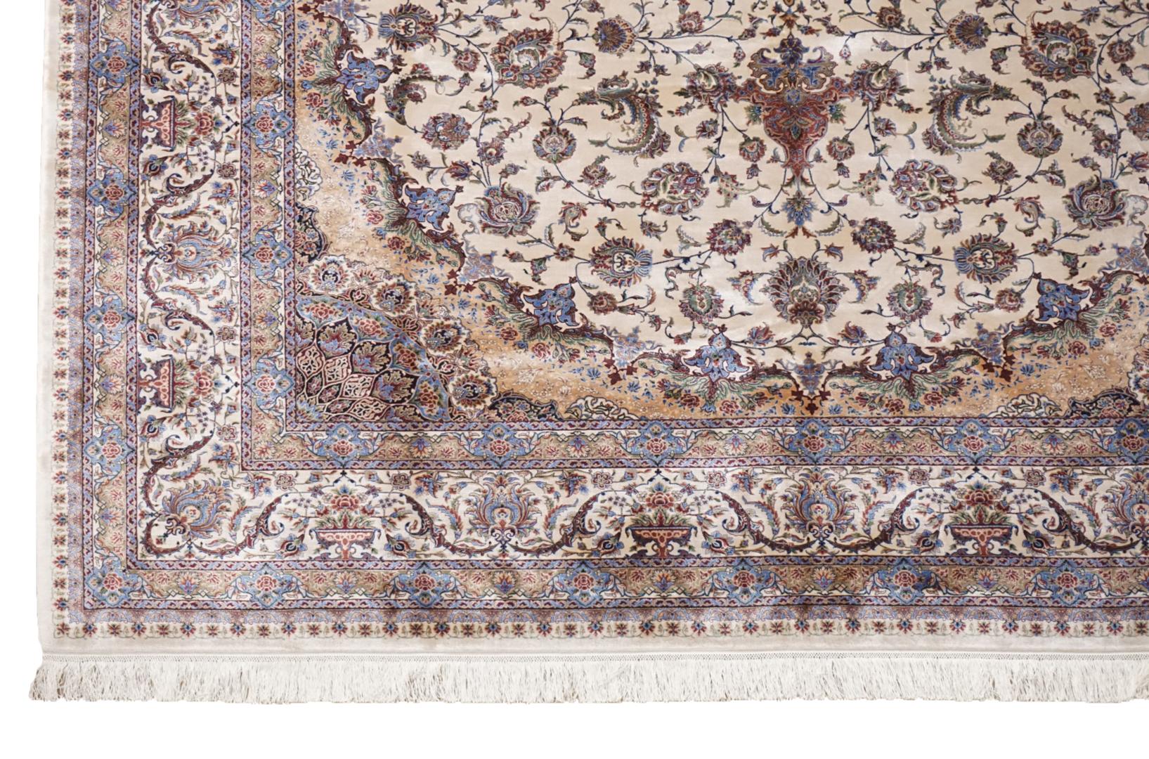 Hand-Woven Pure Silk Tabriz Hand-Tufted Rug For Sale