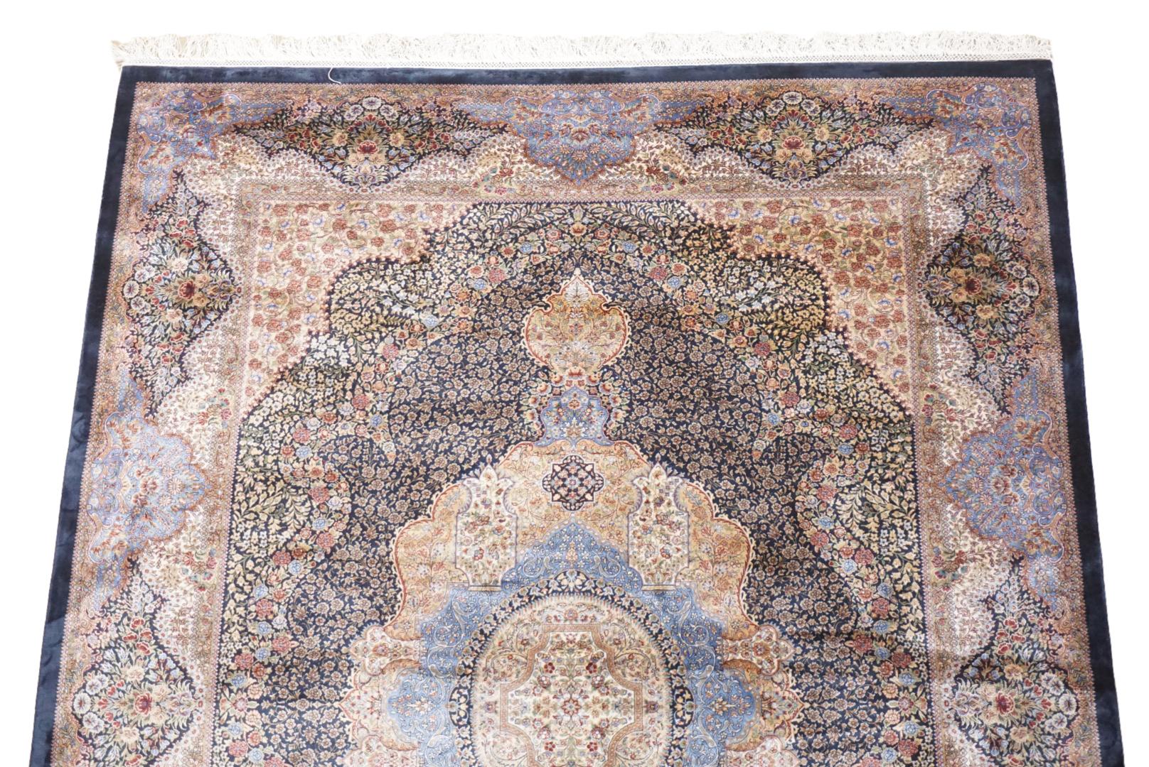 Hand-Woven Pure Silk Tabriz Hand-Tufted Rug For Sale