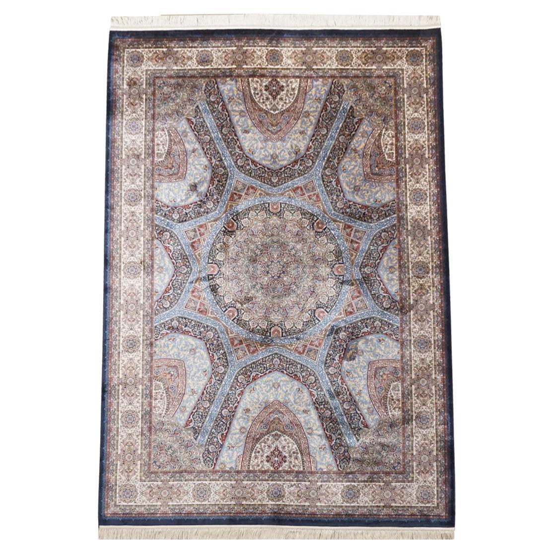 Pure Silk Tabriz Hand-Tufted Rug For Sale