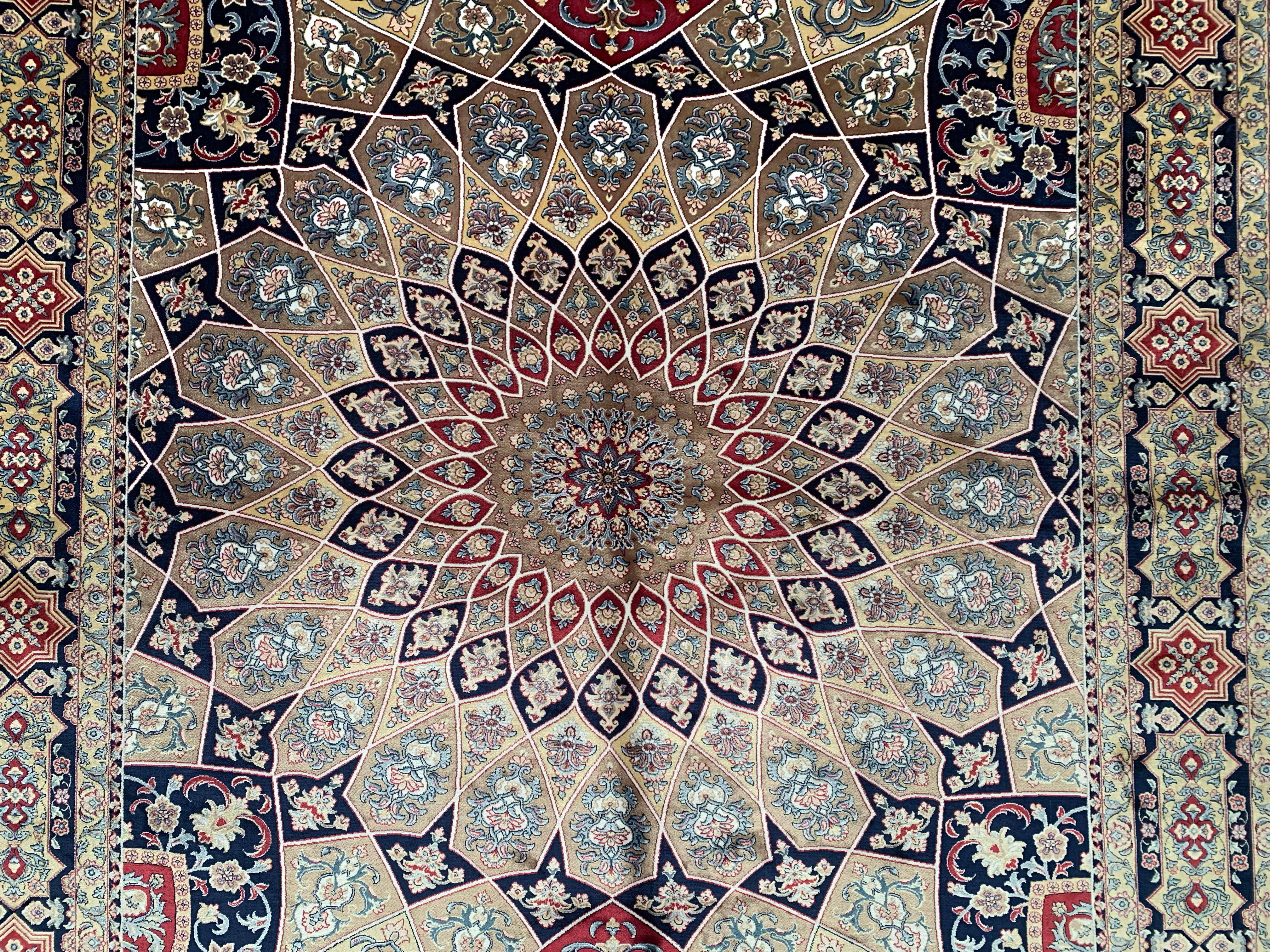 Türkischer Teppich aus reiner Seide, 1000 KPSI (Maschinell gefertigt) im Angebot