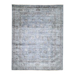 Pure Silk Vintage Tabriz Design Oversize Hand Knotted Oriental Rug