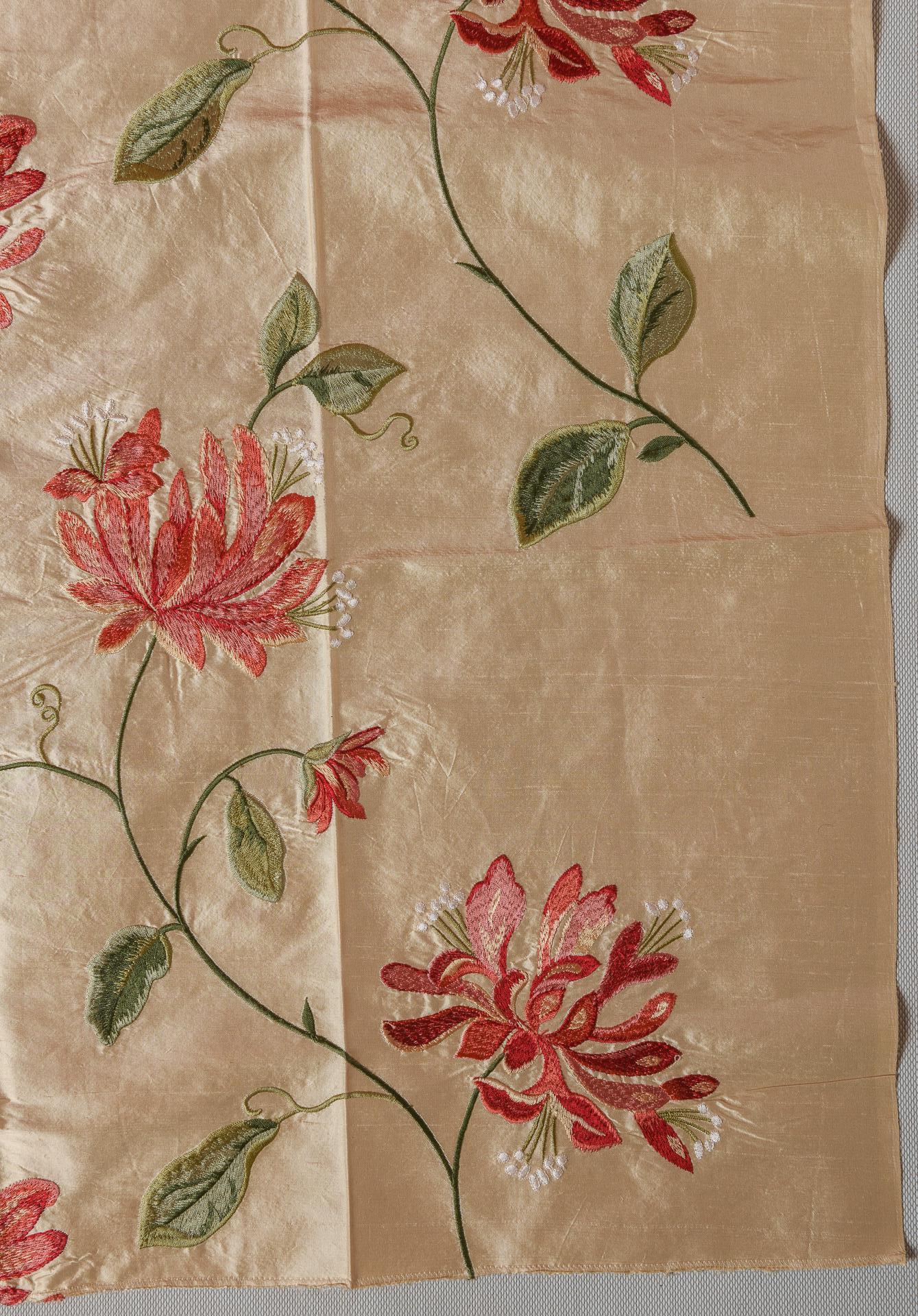 Contemporary Pure Silk with Embroidered Flowers For Sale