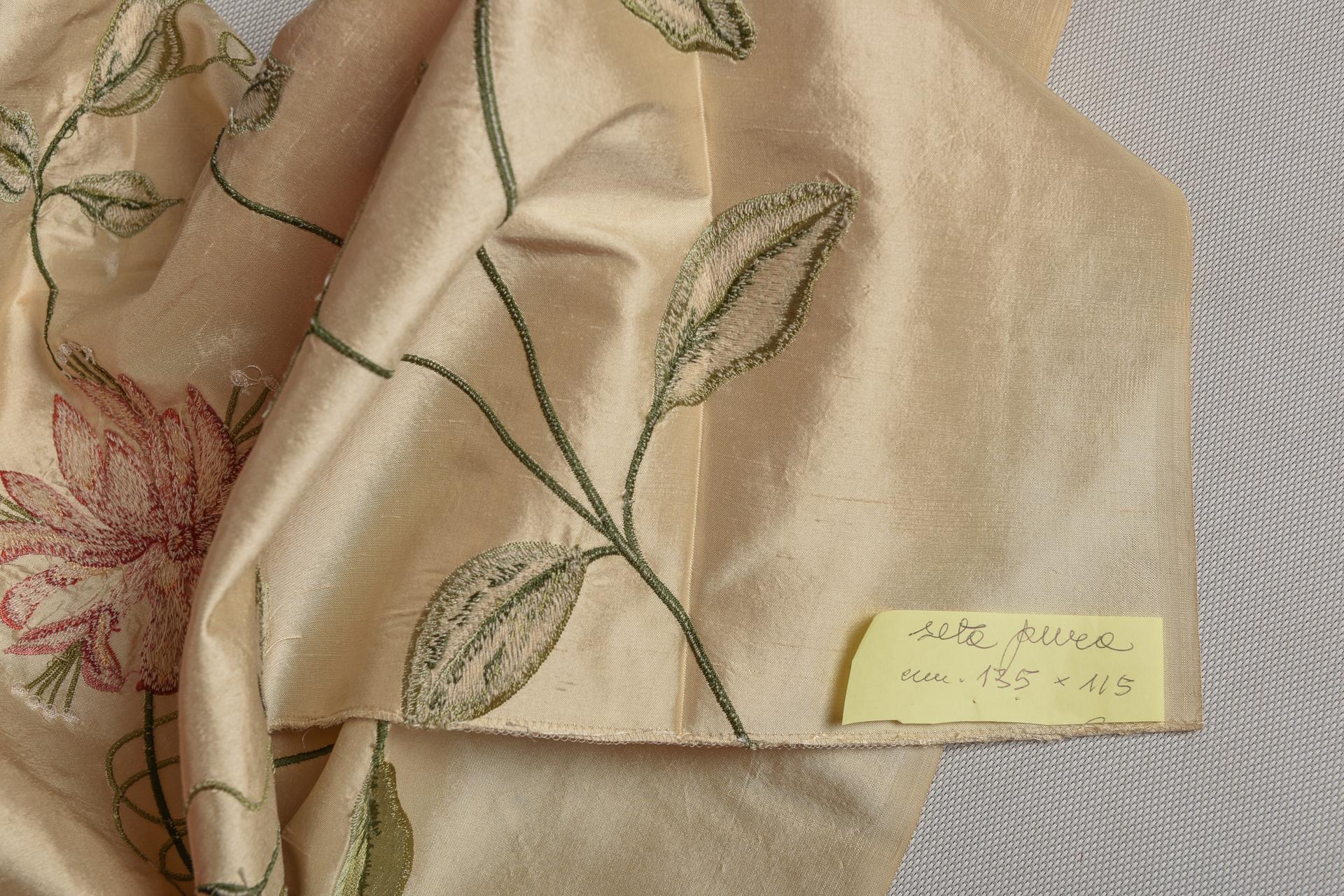 Pure Silk with Embroidered Flowers For Sale 2
