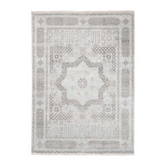 Pure Silk with Oxidized Wool Mamluk Design Hand Knotted Oriental Rug