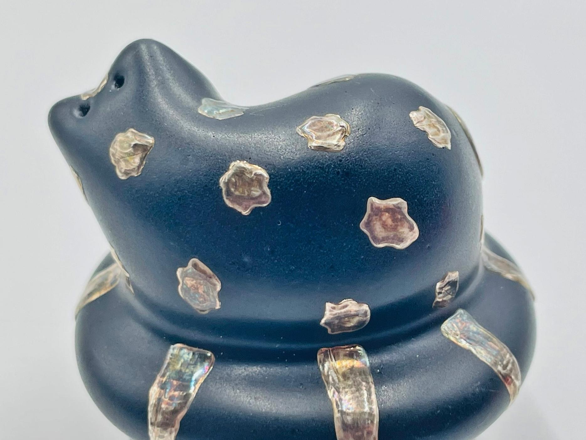 Salero y Pimentero Gato de Plata Pura y Porcelana de Emilia Castillo en venta 4