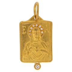 Pendentif Jésus en or jaune massif 24 carats et diamants purs