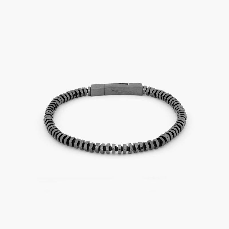 Pure Thread Bracelet with Black Macramé in Black Rhodium Sterling Silver, Size S In New Condition For Sale In Fulham business exchange, London