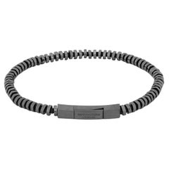 Pure Thread Bracelet with Black Macramé in Black Rhodium Sterling Silver Size XS