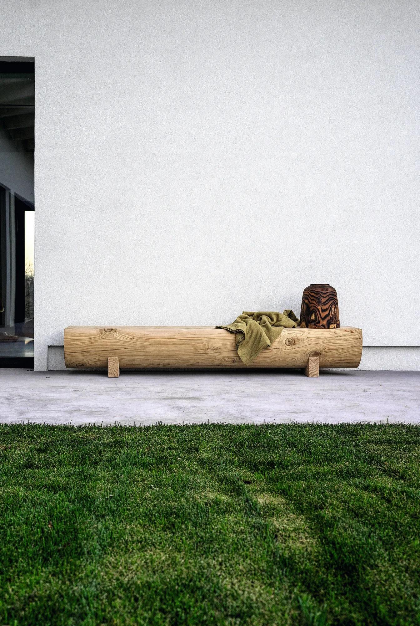 Modern Pure Vulcano Bench Made From A Single Block of Scented Cedarwood For Sale
