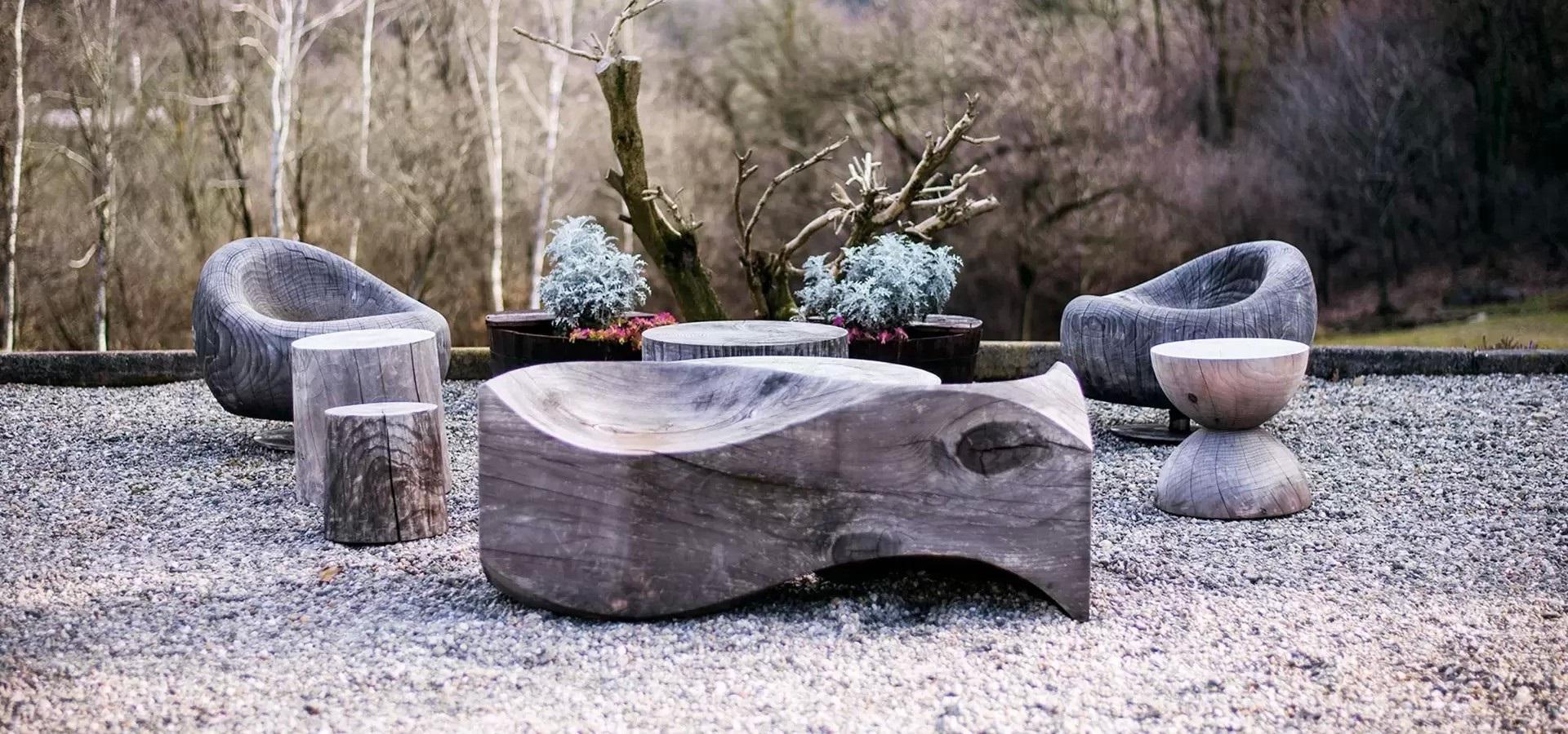 Pure Vulcano Bench Made From A Single Block of Scented Cedarwood For Sale 1