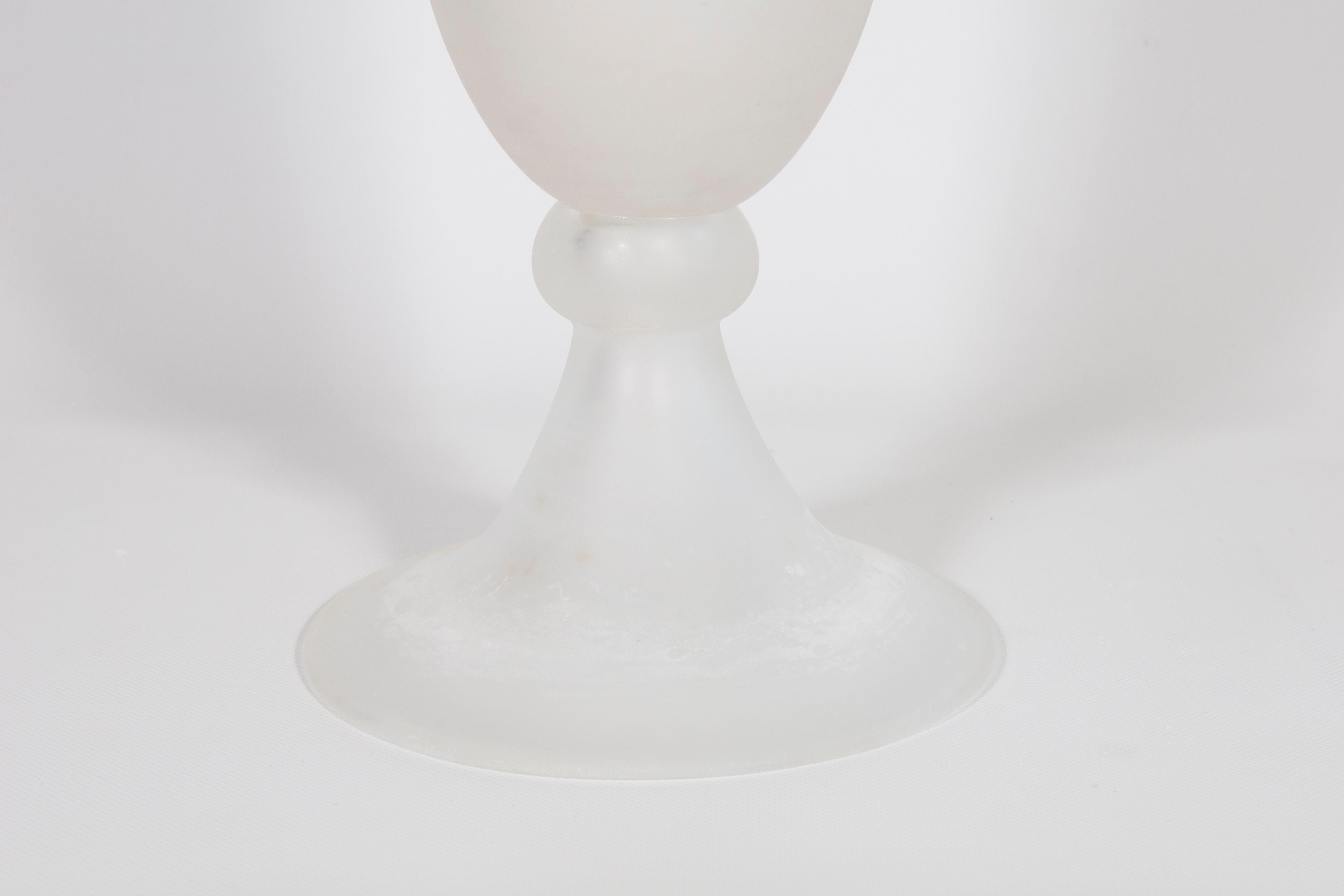 Modern Pure White Cenedese cavated style Vase in Blown Murano Glass Venice Italy 1990s For Sale