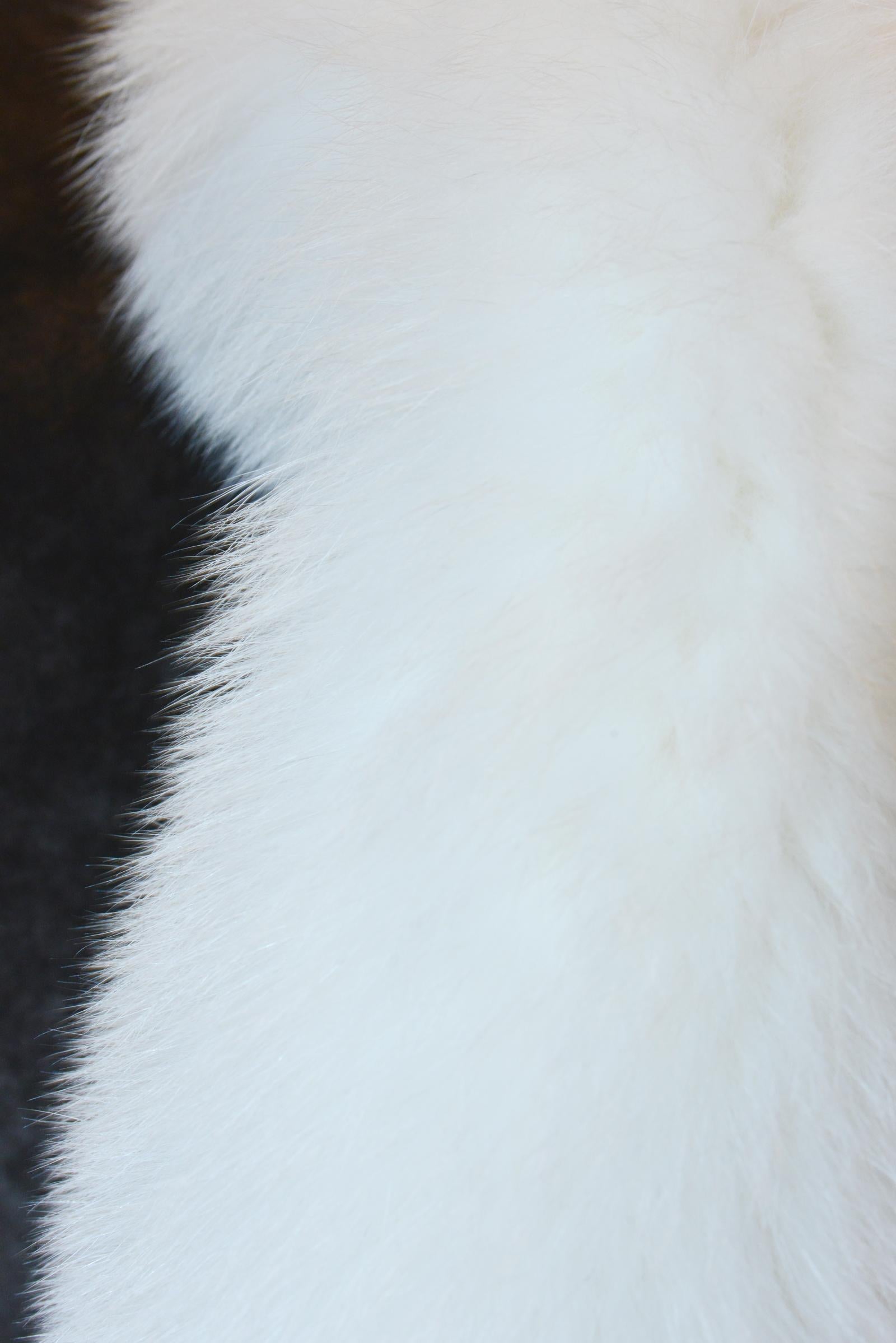 Hand-Crafted Pure White Scandinavian Fox Fur Plaid with Cashemire For Sale