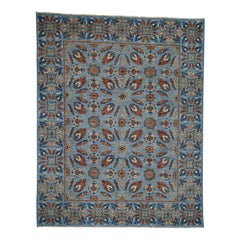 Pure Wool Arts & Crafts Tulip Design Hand Knotted Oriental Rug
