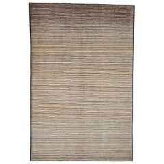Pure Wool Hand Knotted Striped Peshawar Gabbeh Oriental Rug