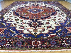 Pure Wool Mansion Size Persian Heriz Hand Knotted Rug