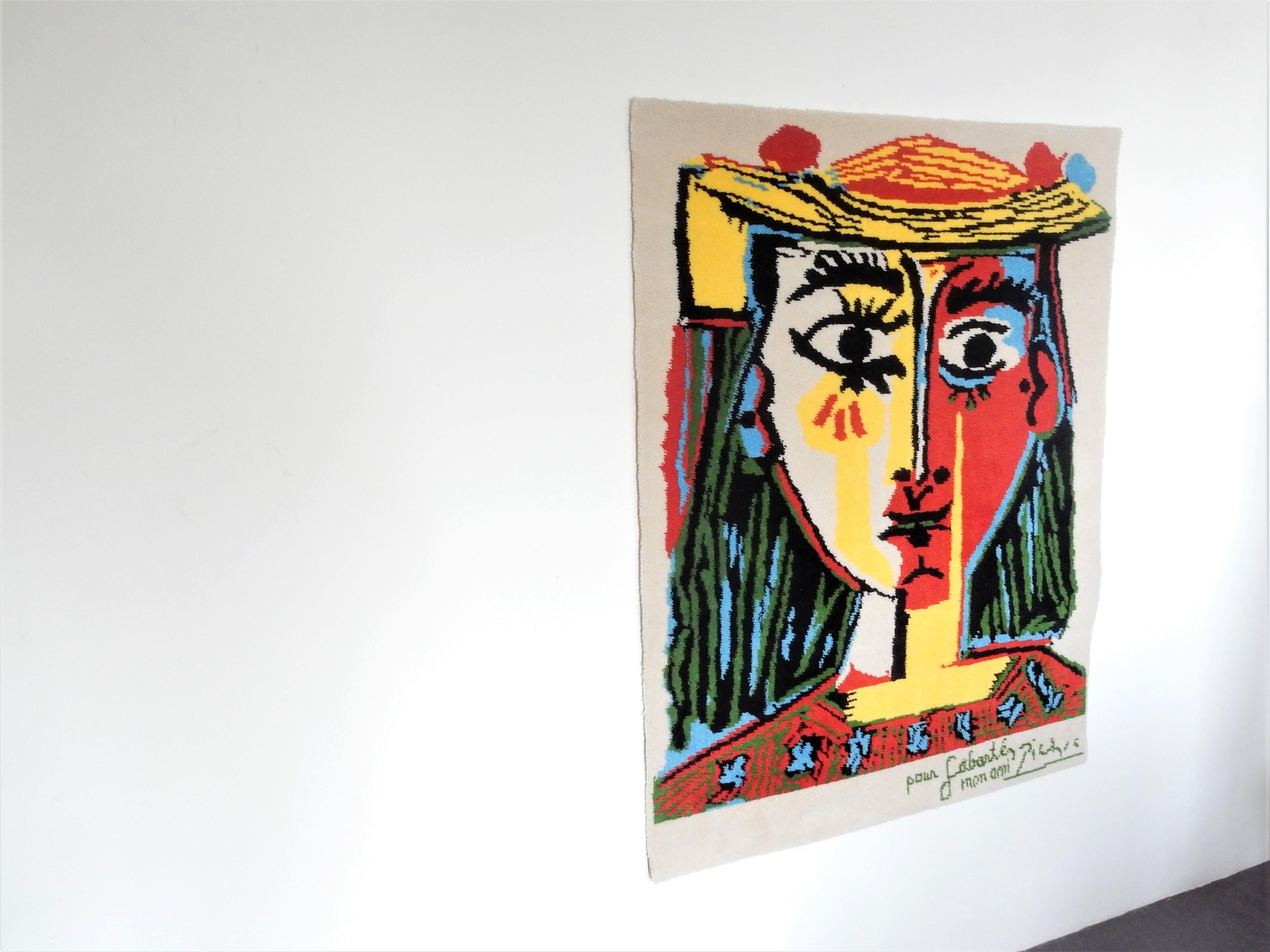 Mid-Century Modern Pure Wool After Pablo Picasso Tapestry by Desso, the Netherlands