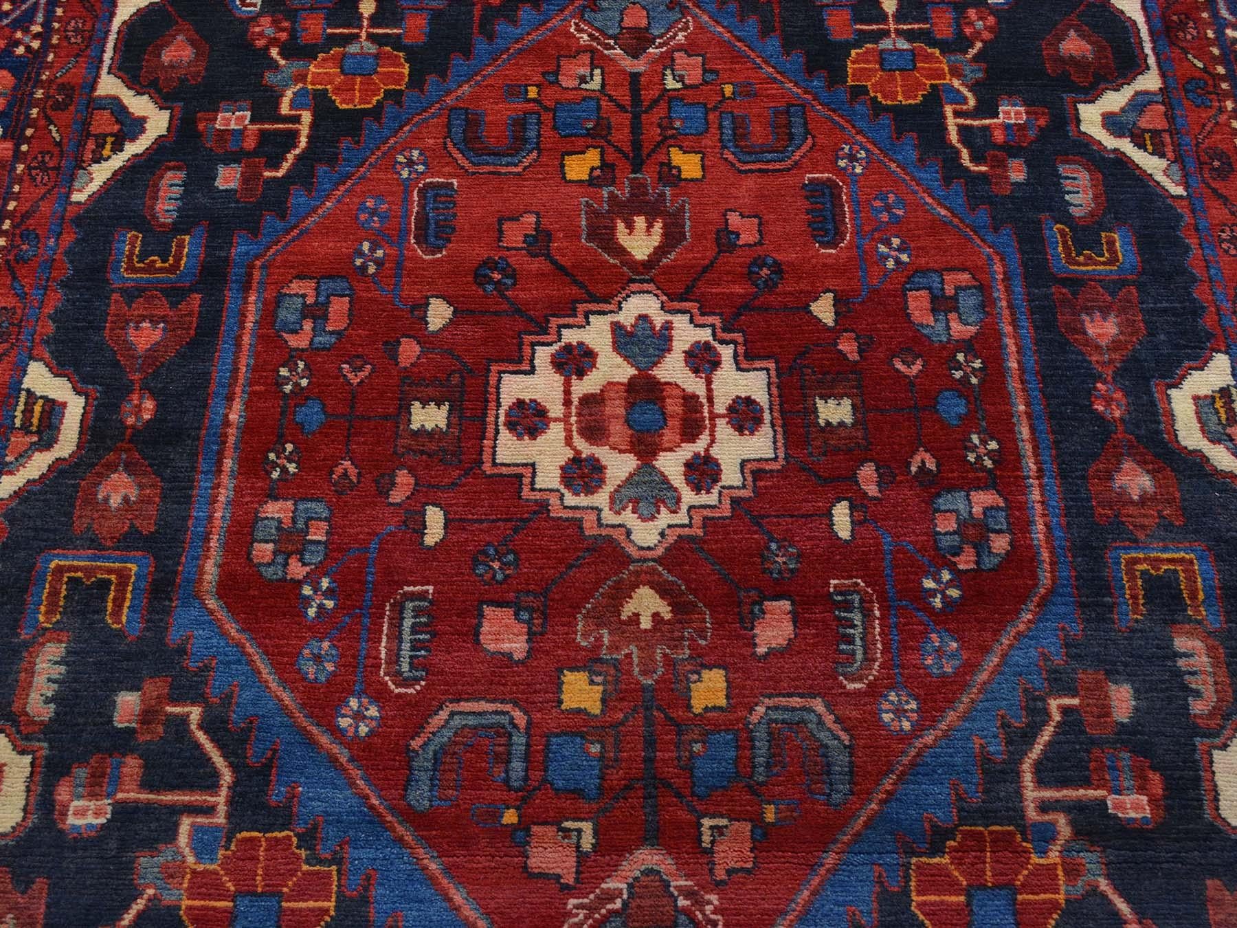 Hand-Knotted Pure Wool Persian Nahavand Handmade Full Pile Oriental Rug