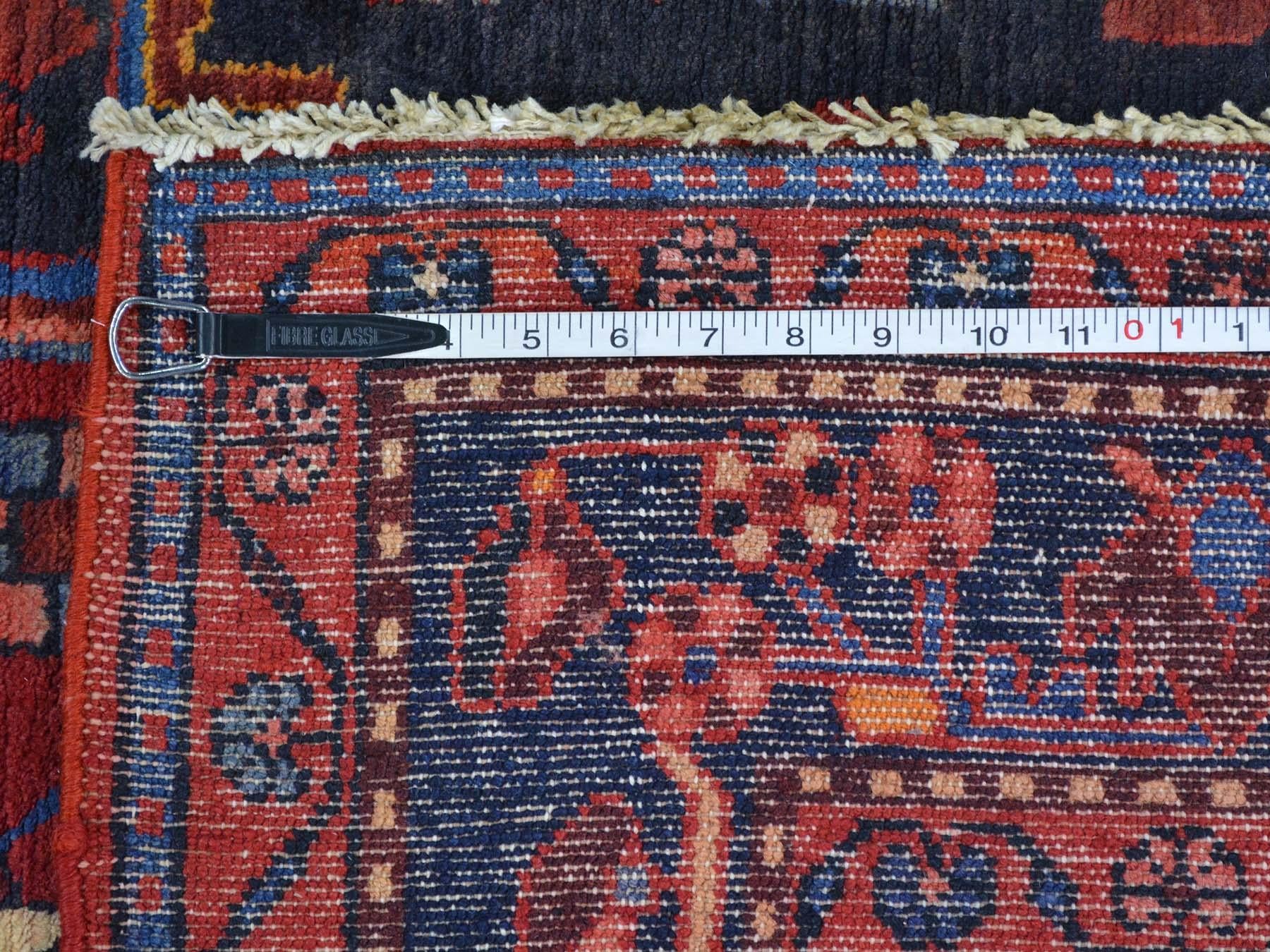 Pure Wool Persian Nahavand Handmade Full Pile Oriental Rug In Good Condition In Carlstadt, NJ