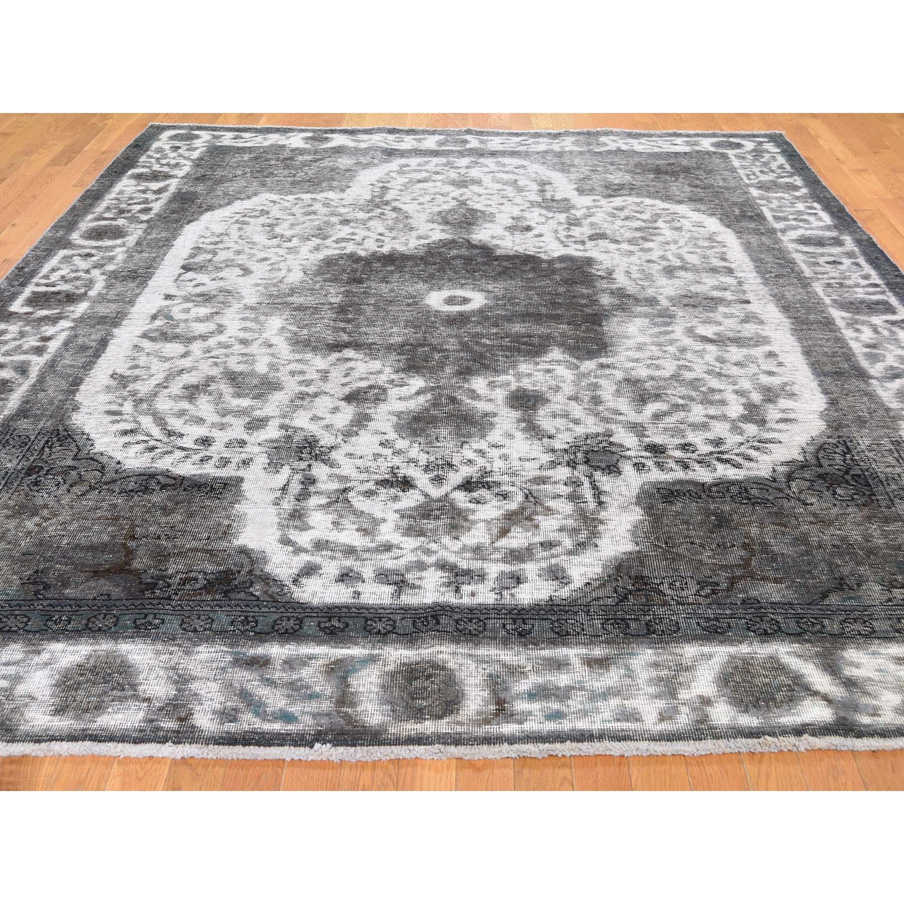 Afghan Pure Wool Vintage Persian Tabriz Hi-Low Pile Overdyed Hand Knotted Rug