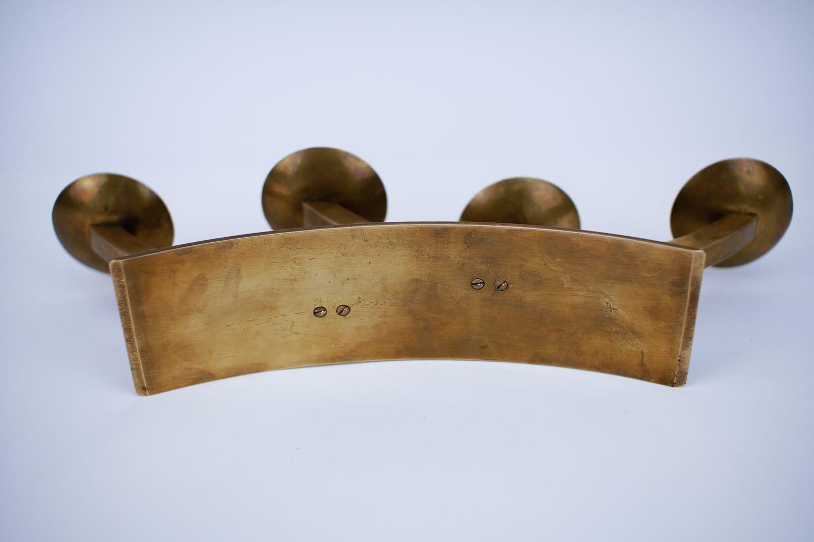Mid-Century Modern Handmade Massive Brass Austrian Brass Candelabra, Signed For Sale 6
