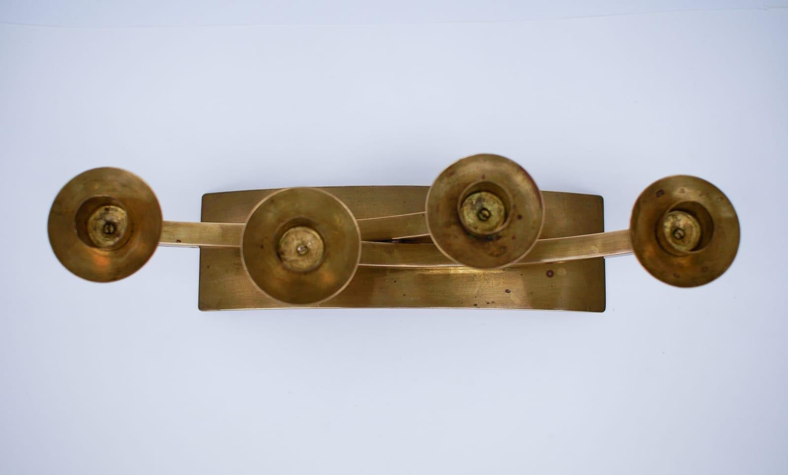 Mid-Century Modern Handmade Massive Brass Austrian Brass Candelabra, Signed For Sale 3