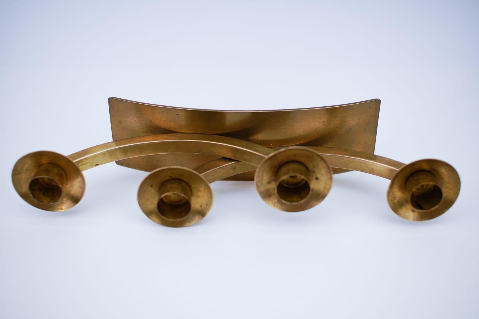 Mid-Century Modern Handmade Massive Brass Austrian Brass Candelabra, Signed For Sale 5