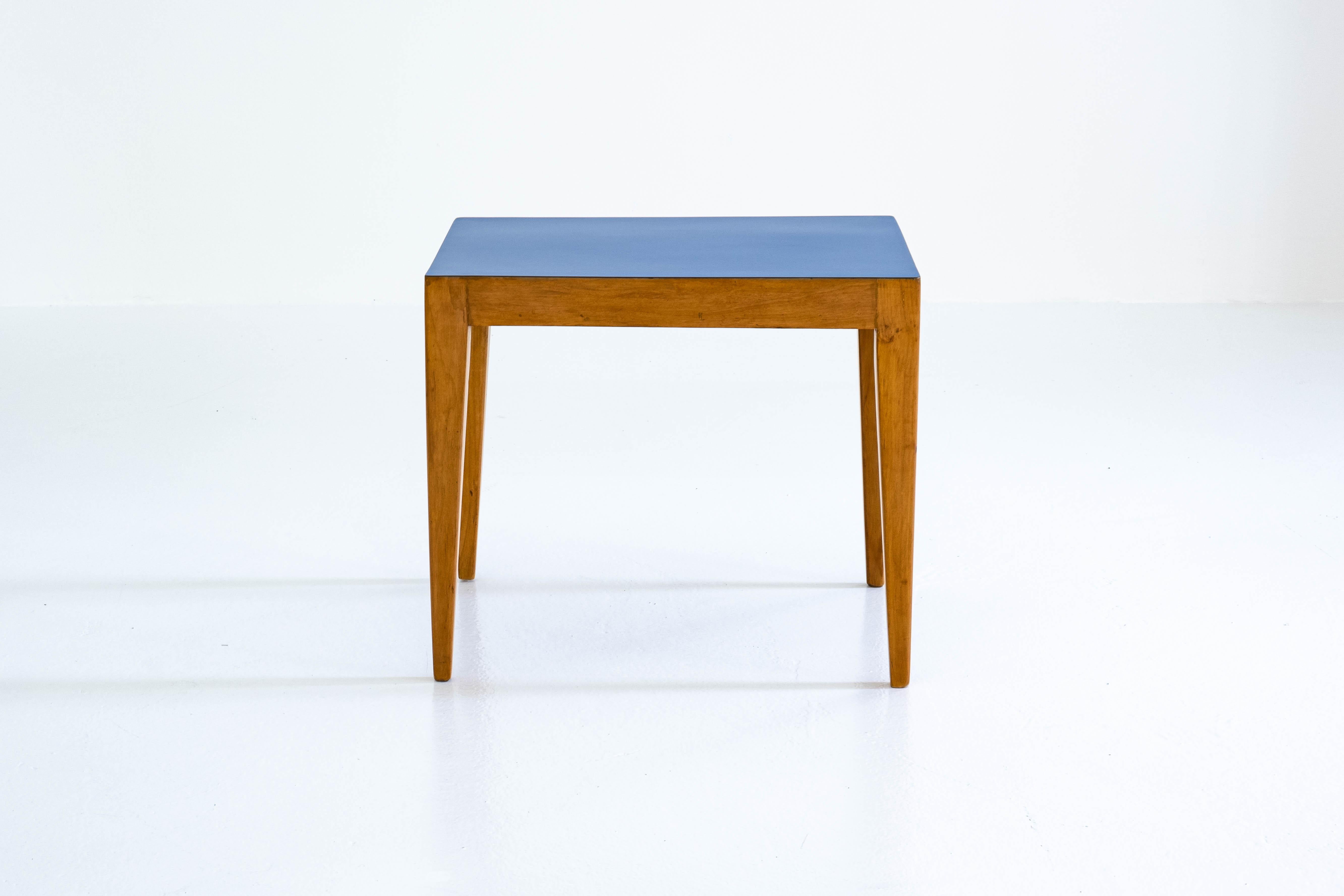 Mid-Century Modern Puristic, Mediterranean Blue Top, Side Table Attr. to Gio Ponti, Italy, 1960s