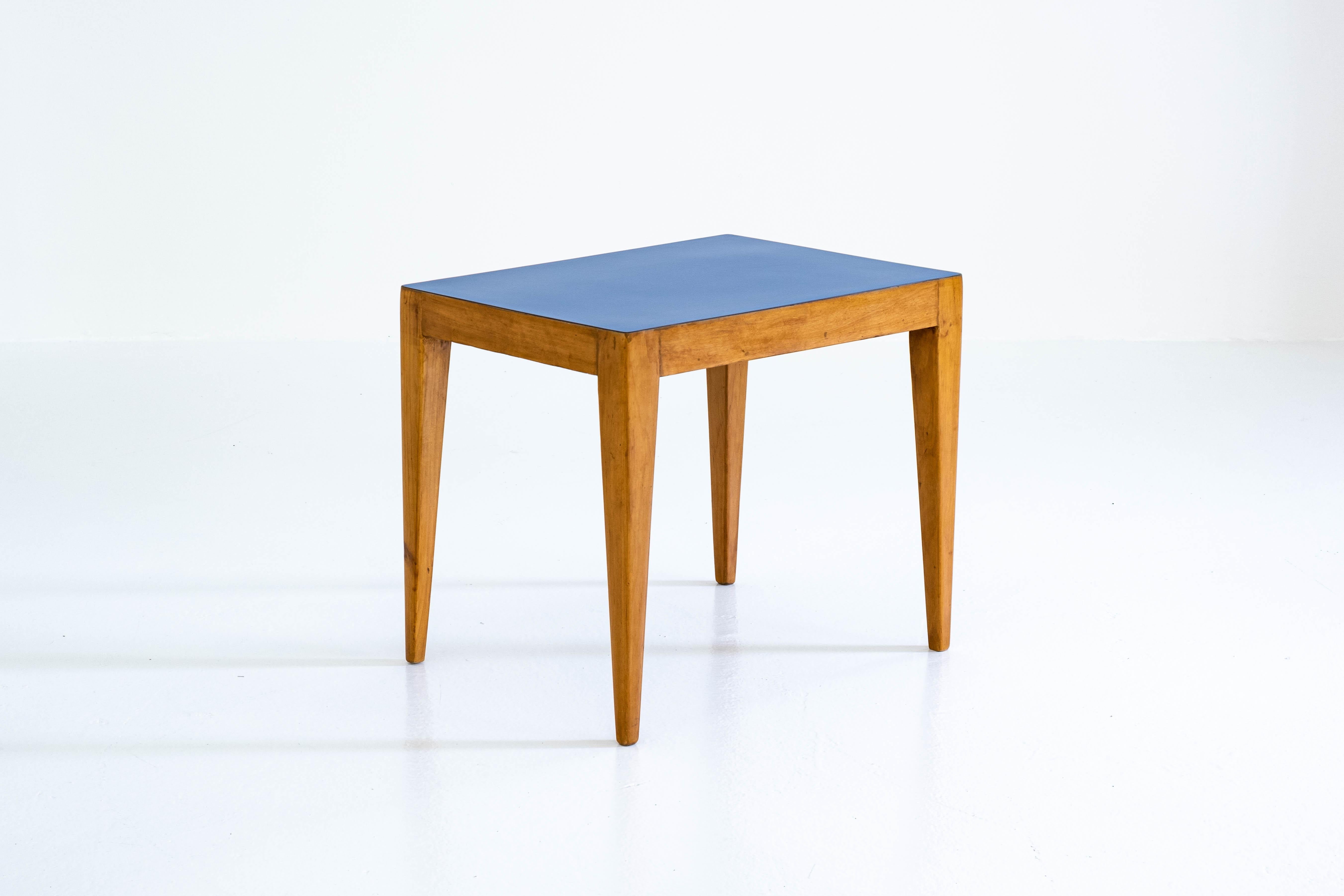 Italian Puristic, Mediterranean Blue Top, Side Table Attr. to Gio Ponti, Italy, 1960s