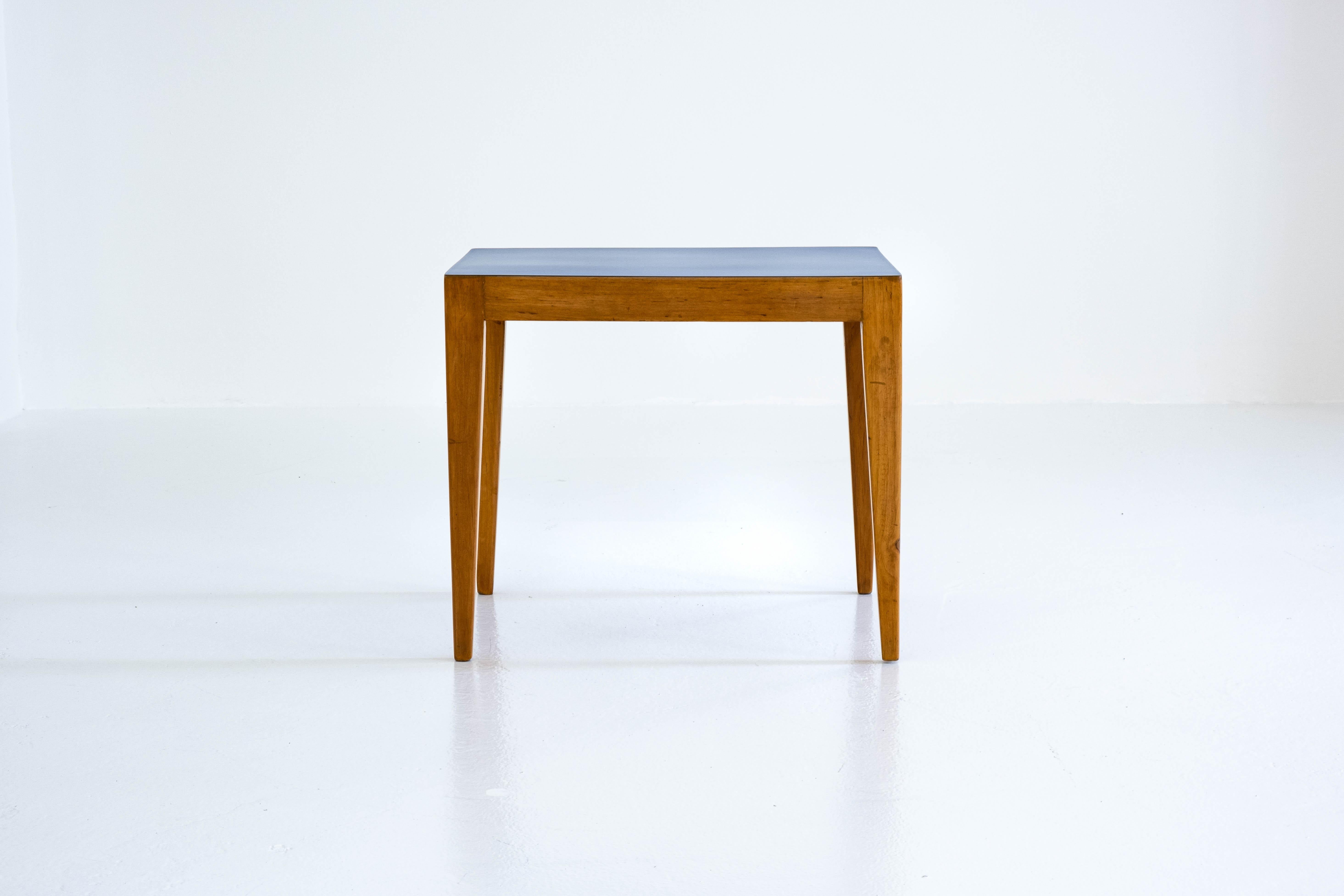 Laminate Puristic, Mediterranean Blue Top, Side Table Attr. to Gio Ponti, Italy, 1960s