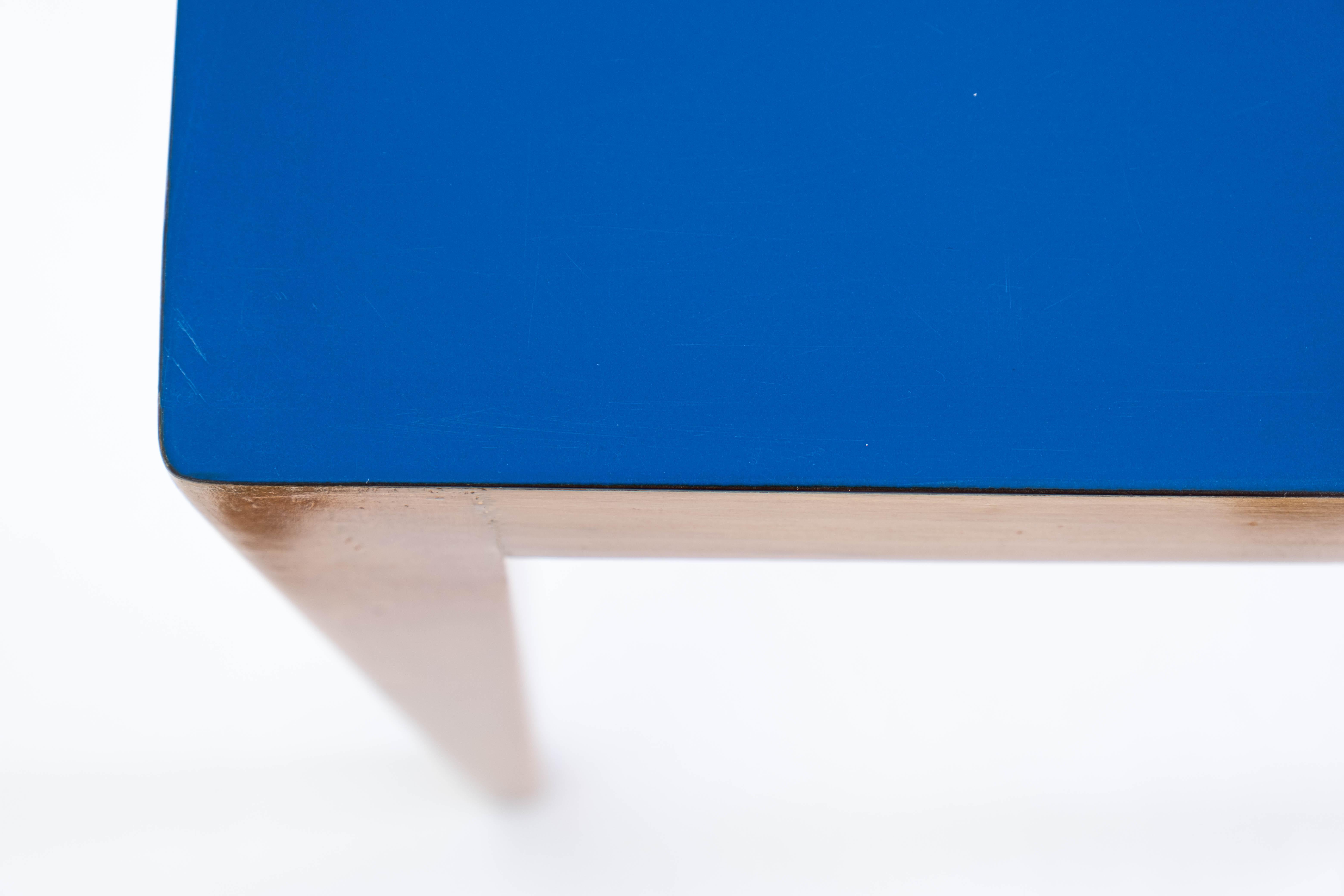 Puristic, Mediterranean Blue Top, Side Table Attr. to Gio Ponti, Italy, 1960s 1