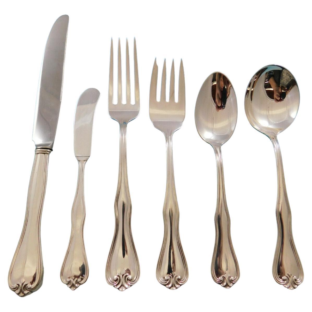 Puritan by Frank Whiting Sterling Silver Flatware Set for 12 Service 74 Pieces For Sale