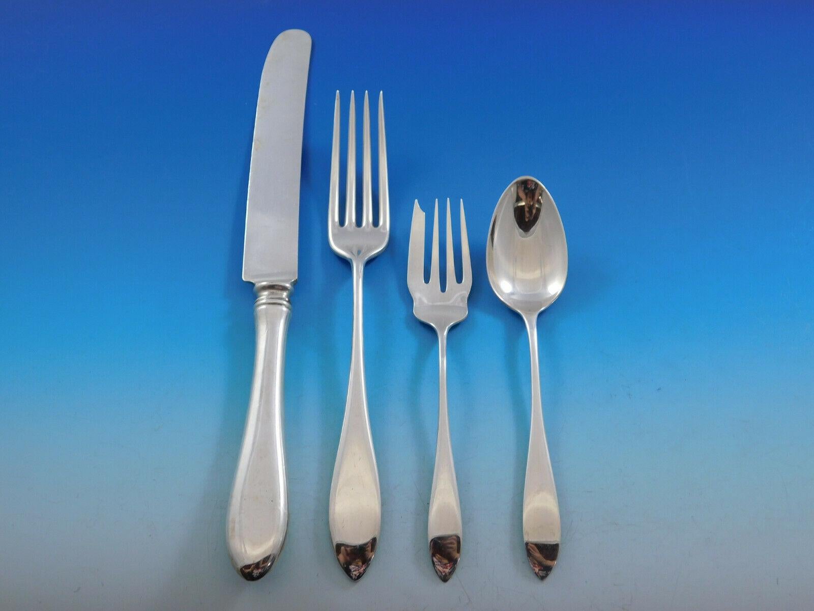 Puritan by Wallace Sterling Silver Flatware Set for 8 Service Dinner 55 Pcs In Excellent Condition For Sale In Big Bend, WI