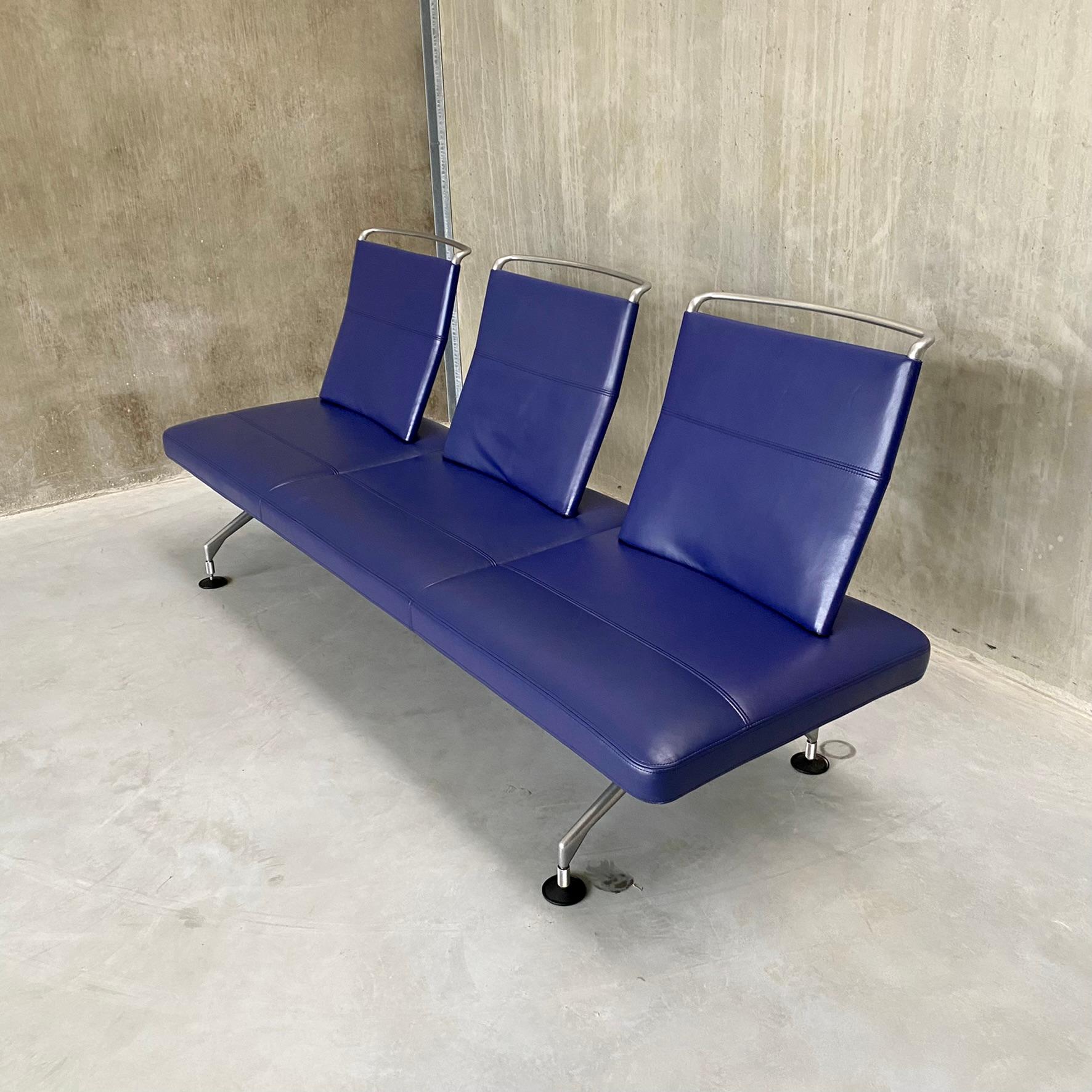 Sofa „Area“ aus lila Leder von Antonio Citterio für Vitra, Schweiz, 1980 (Metall) im Angebot