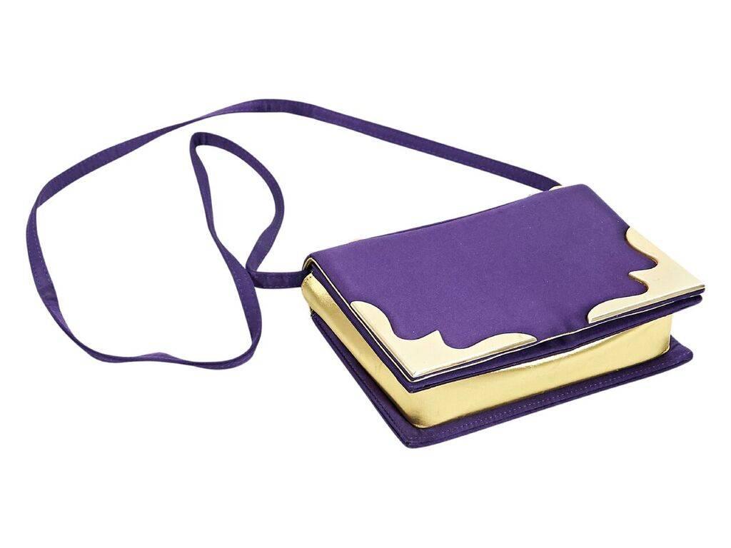 Paloma Picasso Purple and Gold Satin Clutch In Good Condition In New York, NY