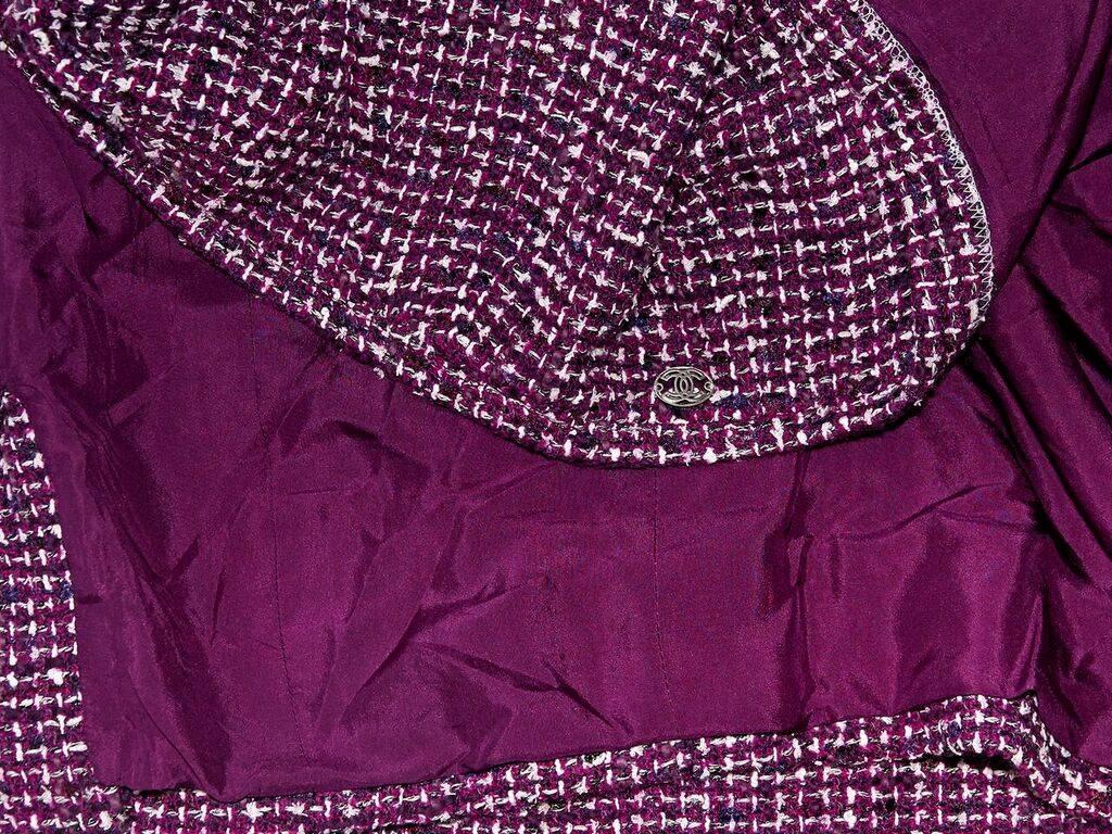 Black Purple & White Vintage Chanel Tweed Pencil Skirt