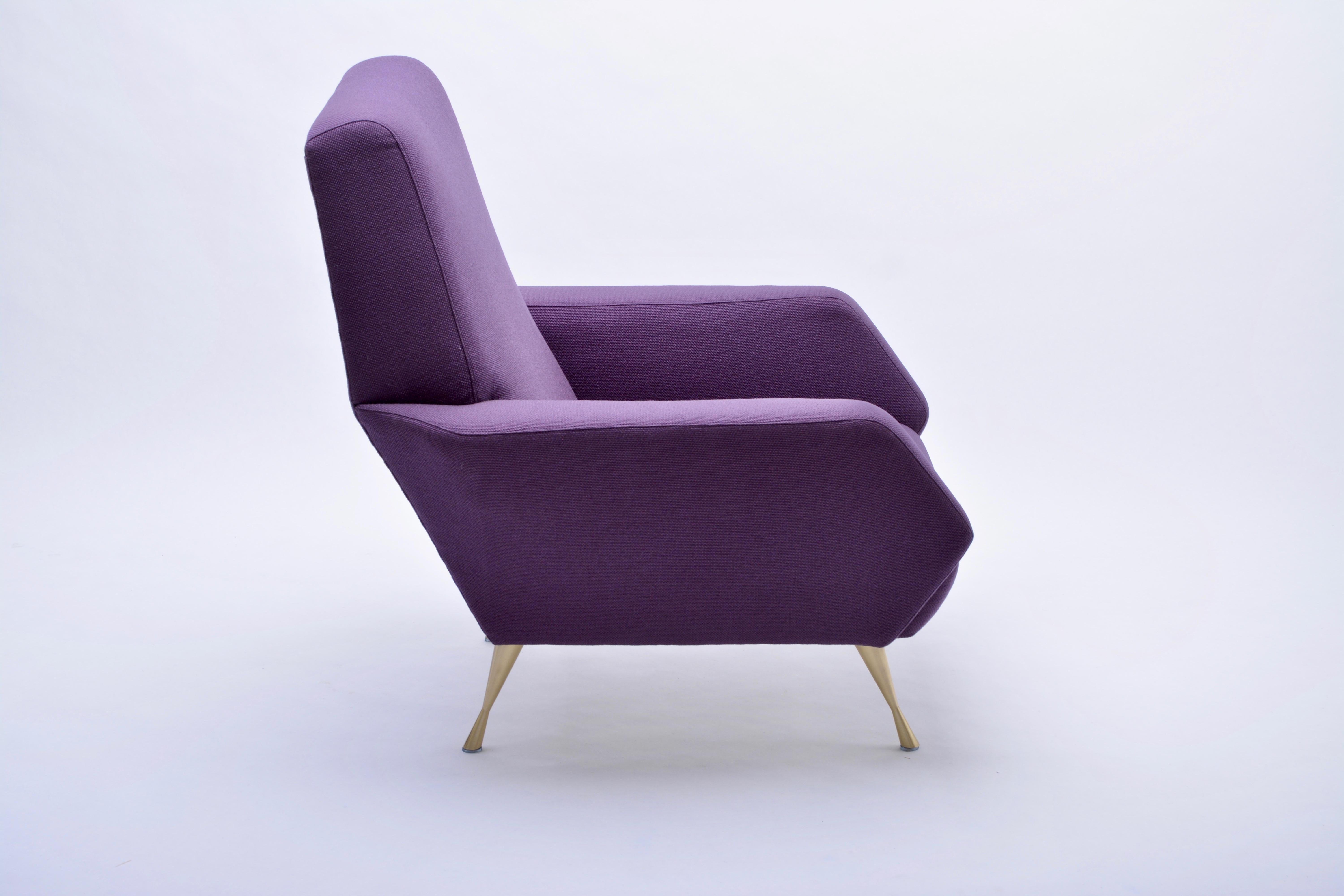 20th Century Purple Mid-Century Modern reupholstered ItalianlLounge Chair
